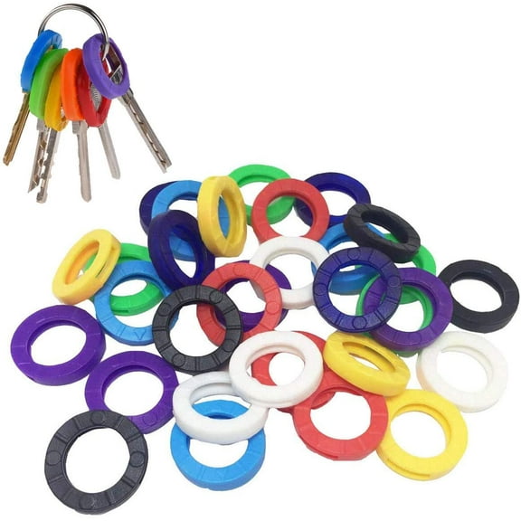 40Pcs Rubber Key Caps Covers Tags Novelty Stretchy Key Identifier Coding Rings Head (Assorted 8 Colors)