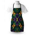thumbnail image 3 of Fractal Apron Antique Ornate Symmetric Stained Glass Mosaic Window Style Floral Tile Pattern, Unisex Kitchen Bib Apron with Adjustable Neck for Cooking Baking Gardening, Green Purple, by Ambesonne, 3 of 3
