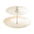 thumbnail image 1 of Soporte para cupcakes y postres, soporte para pasteles, centro de mesa, elegante soporte para cupcakes de 2 niveles Beige con oso plateado, 1 of 9