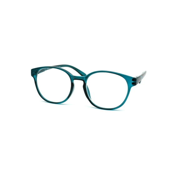 Round Thin Keyhole Horn Rim Plastic Reading Glasses Teal +2.25