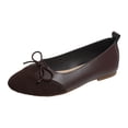 thumbnail image 6 of Women's Flat Ballet Shoes Block Color Bow Suede Round Toe Slip on Casual Fashion Lightweight Business Work Dress Shoes Brown Size 7.5, 6 of 6