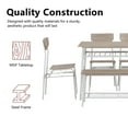 thumbnail image 5 of UHOMEPRO 6-Piece Modern Dining Set for Home, Kitchen, Dining Room w/ Storage Rack, Rectangular Table, Bench, 4 Wooden Chairs, Steel Frame - Oak and White, 5 of 11