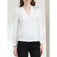 thumbnail image 5 of MODA NOVA Juniors V Neck Lace Trim Casual Ladies Tops Work Office Fashion Long Sleeve Blouses White S, 5 of 6