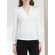 thumbnail image 5 of INSPIRAR CHIC Blusas de Manga Larga para Mujeres con Cuello en V y Encaje, Moda Casual para Oficina, Color Blanco, Talla S, 5 of 6