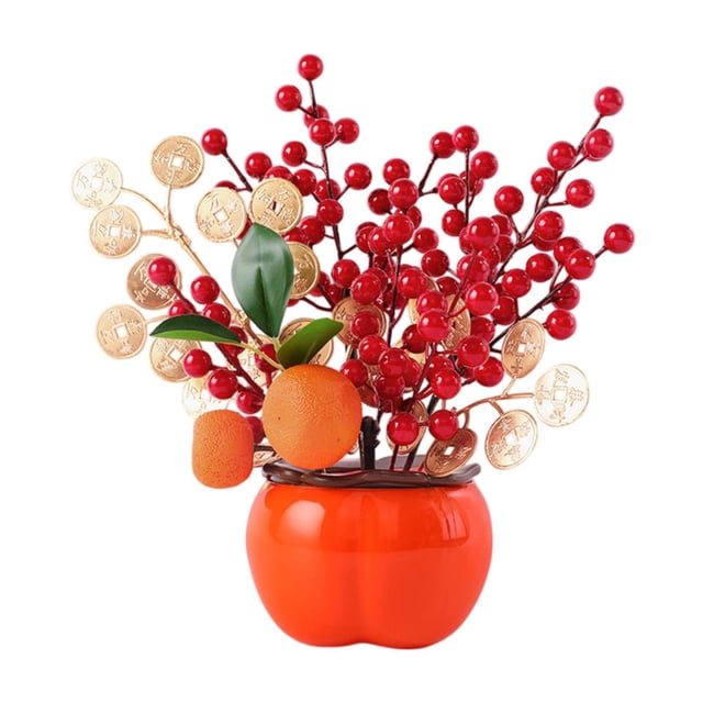 Decoración del Año Nuevo Lunar Chino, ramo de flores artificiales, bendición de flores falsas Mandarina