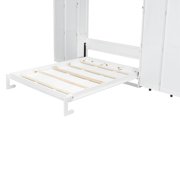 Mintazer Queen Murphy Bed with Pull-Out Storage Cabinets, Modern Foldable Wall Bed with Storage Doors for Bedroom Apartment Guest Room, White