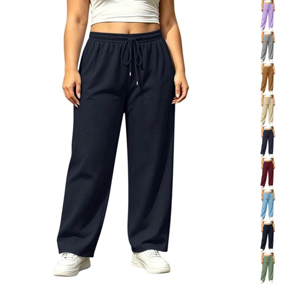 Nugftut Sweatpants for Women Plus Size, Baggy Lounge Sweatpants with Pockets, Casual Athletic Pants Elastic Waist Drawstring
