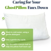 GhostBed Faux Down Pillow - Down Alternative with Breathable, Cool Microfiber Gel - Standard Size