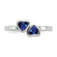 thumbnail image 4 of 925 Sterling Silver Created Sapphire Double Heart Stackable Ring Love Birthstone September Gemstone, 4 of 8