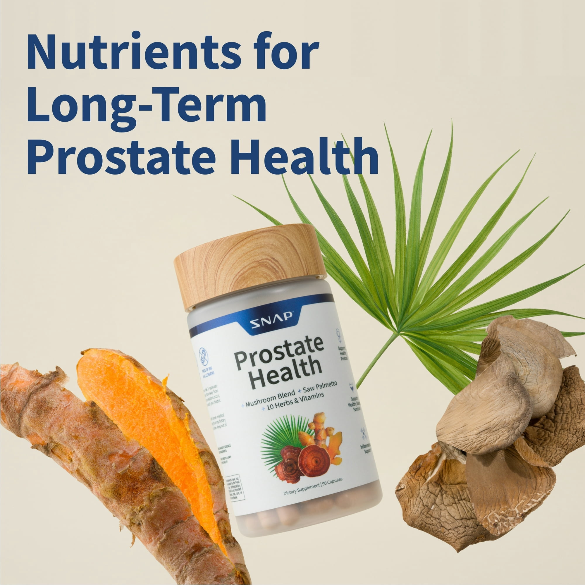 Snap Supplements Prostate Health for Men, Saw Palmetto Dietary Support, 90 Capsules - 2 Pack