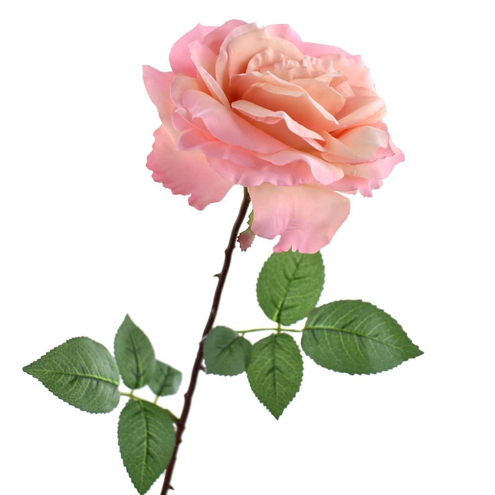 Tall Silk Rose Addie Single Stem, Pink Peach, 26Inch