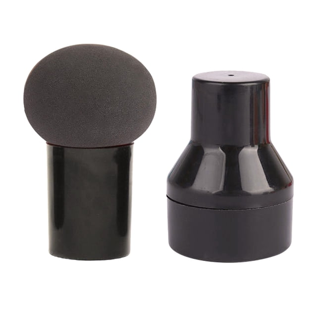 Esponja de maquillaje con forma de cabeza de seta, uso húmedo y seco, esponja de belleza suave e hinchable con caja de mango, color negro