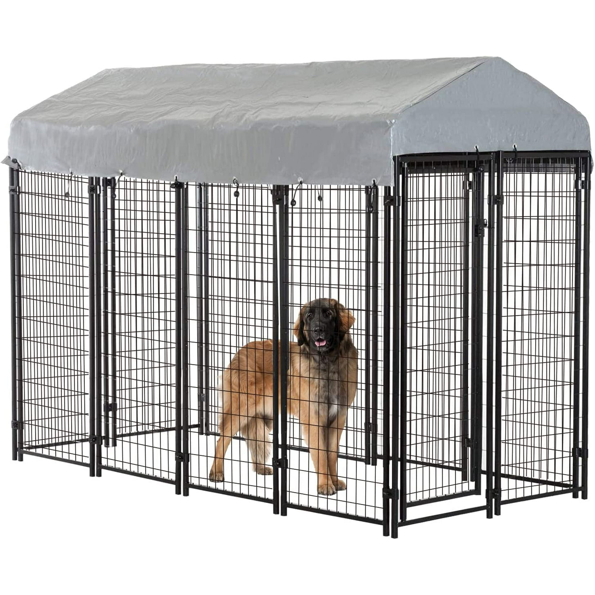 BestPet 8 x 4 x 6 Ft Dog Kennel Outdoor Dog Pen Playpen House Heavy Duty Dog Crate Metal Galvanized Welded Pet Animal Camping Cage Fence with UV Resistant Waterproof Cover and Roof