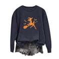 thumbnail image 2 of qelini Crewneck Sweatshirts Women Graphic Halloween Long Sleeved Sweatshirt Oversized Cute Ghost Print Spooky Season Holiday Party Sweater Fall Winter Pullover Top Dark Gray L, 2 of 5