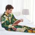 thumbnail image 6 of Fotbe Tropical Floral Jungle Pattern Long Sleeve Pajama Set for Men,Sleepwear Set,2-piece Loungewear Set,Soft PJs Comfy Nightwear with Pockets-Medium, 6 of 7