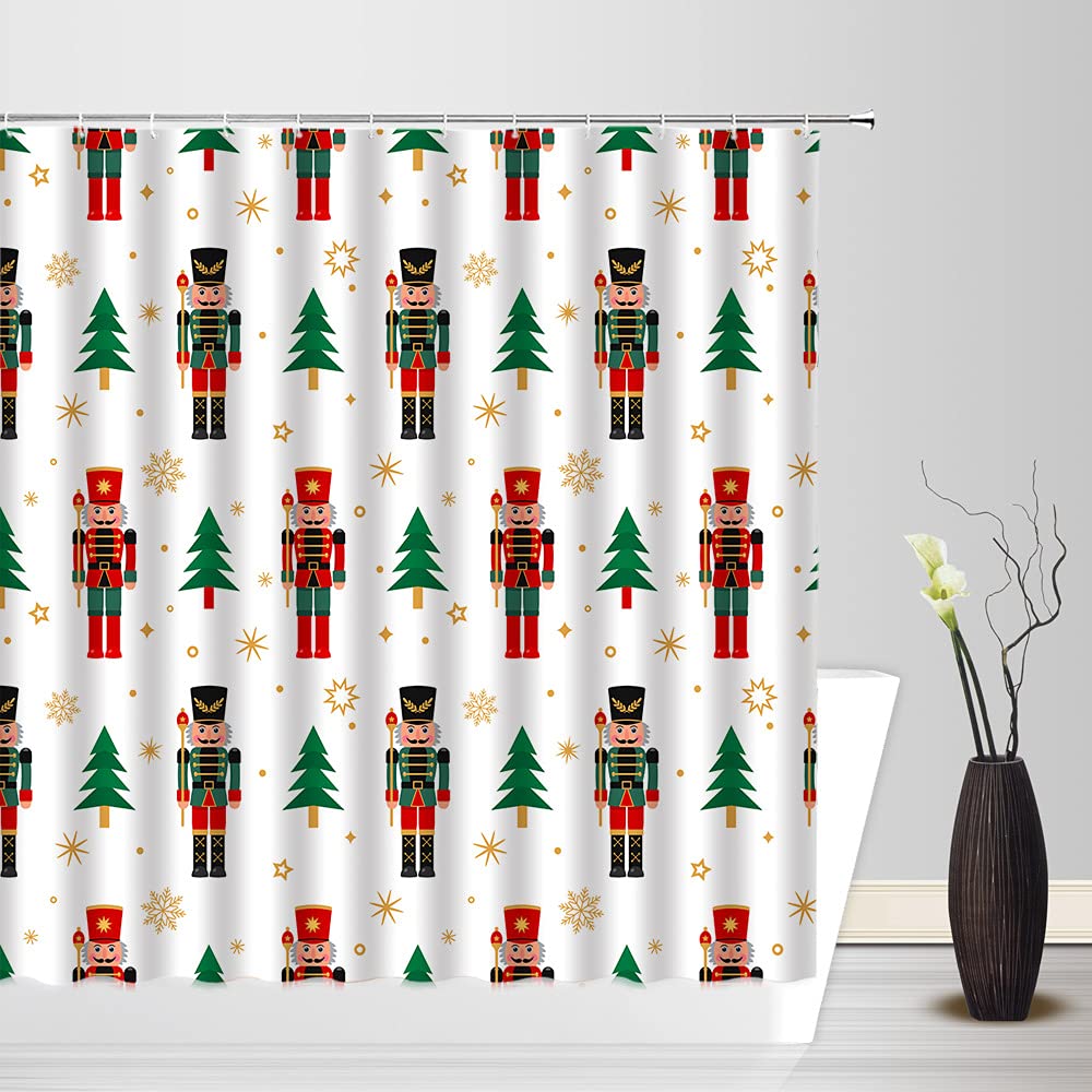 Cracker Christmas Nutcrackers Shower Curtain Christmas Tree Bathroom