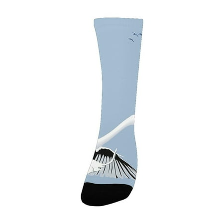 

Flying Birds Decor Swan Taking Off From The Water Flying Birds In The Sky Wildlife Large Birds Art W Women s Custom Socks (Made In USA)