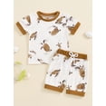thumbnail image 2 of Suealasg 2Pcs Baby Boys Summer Clothes 6M 1T 2T 3T Toddler Boys Casual Beach Outfits Short Sleeve Ocean Turtle Print T-Shirts Tops and Elastic Waist Shorts Set, 2 of 7