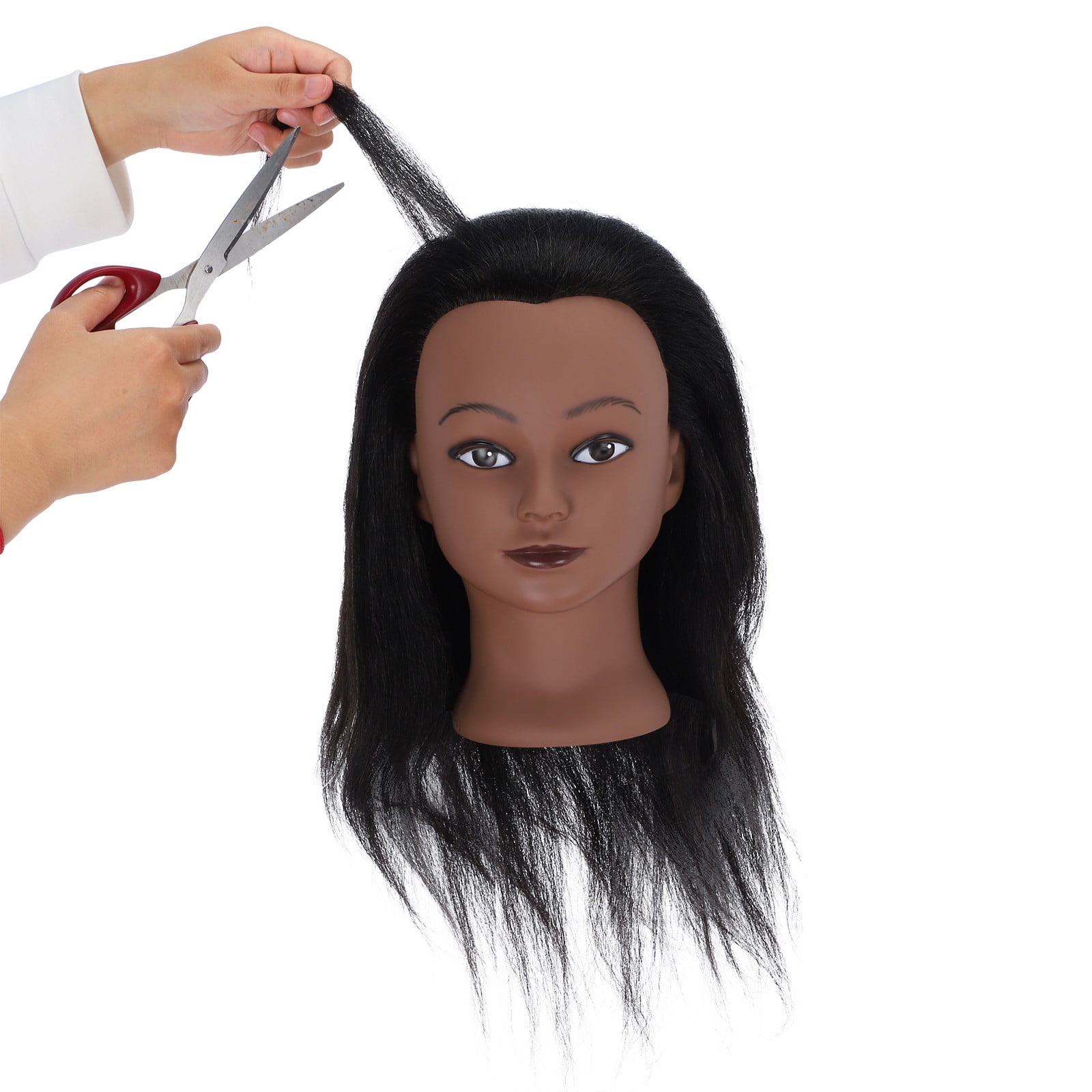 WXLCISI Mannequin Head Real Hair Styling Training Head Hairdresser Cosmetology Mannequin Manikin Training Dolls Head for Practice Hairstyle Manikin Training Head Hair and Free Clamp Holder