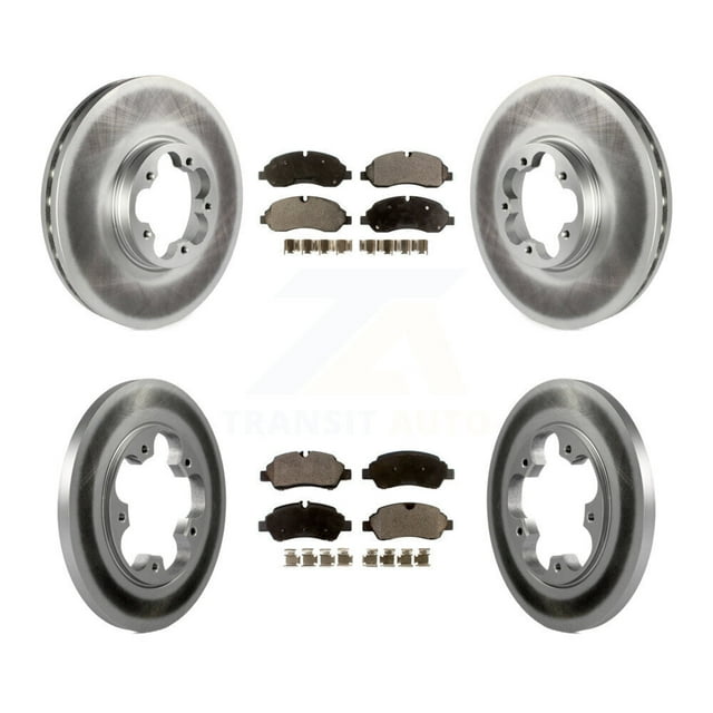 Transit Auto Front Rear Coated Disc Brake Rotors and Ceramic Pads Kit for Car 2015-2019 Ford Transit-250 Transit-150 Transit-350 with 5 Lug Wheels Without 4600 Lb Axle KGT-100730