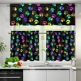 thumbnail image 3 of Colorful Dog Paw Print Kitchen Curtains Colorful Kitchen Window Curtains Over Sink Vintage Short Tier Curtains Valance for Kitchen Windows Small Short Curtains Window 3 Piece Kitchen Curtains, 3 of 5