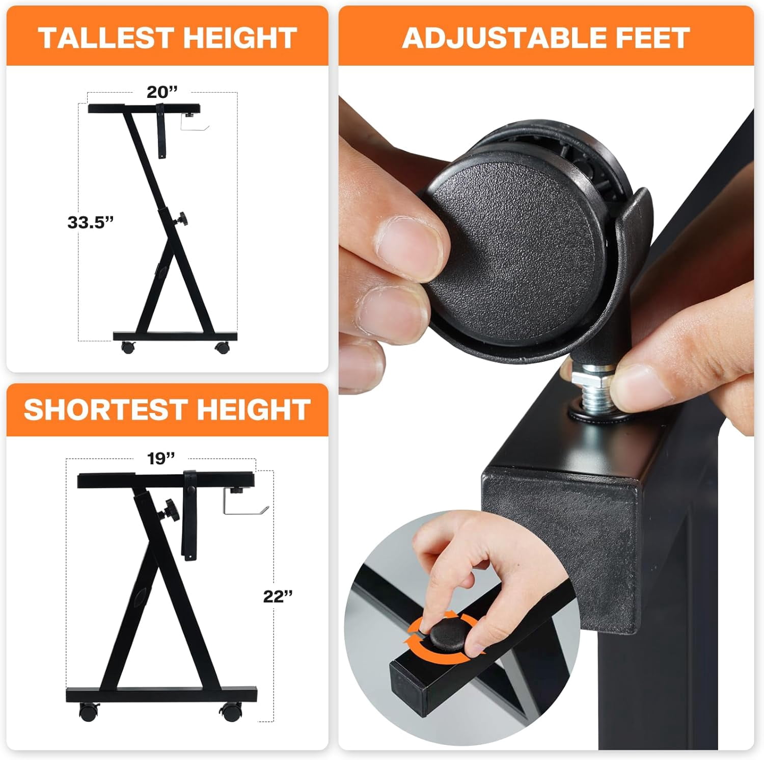 Style Adjustable and Portable Heavy Duty Music Stand with Wheels-Fits 54-88 Key Electric Pianos-Sturdy Musical Keyboard Stand for Practice & Performance