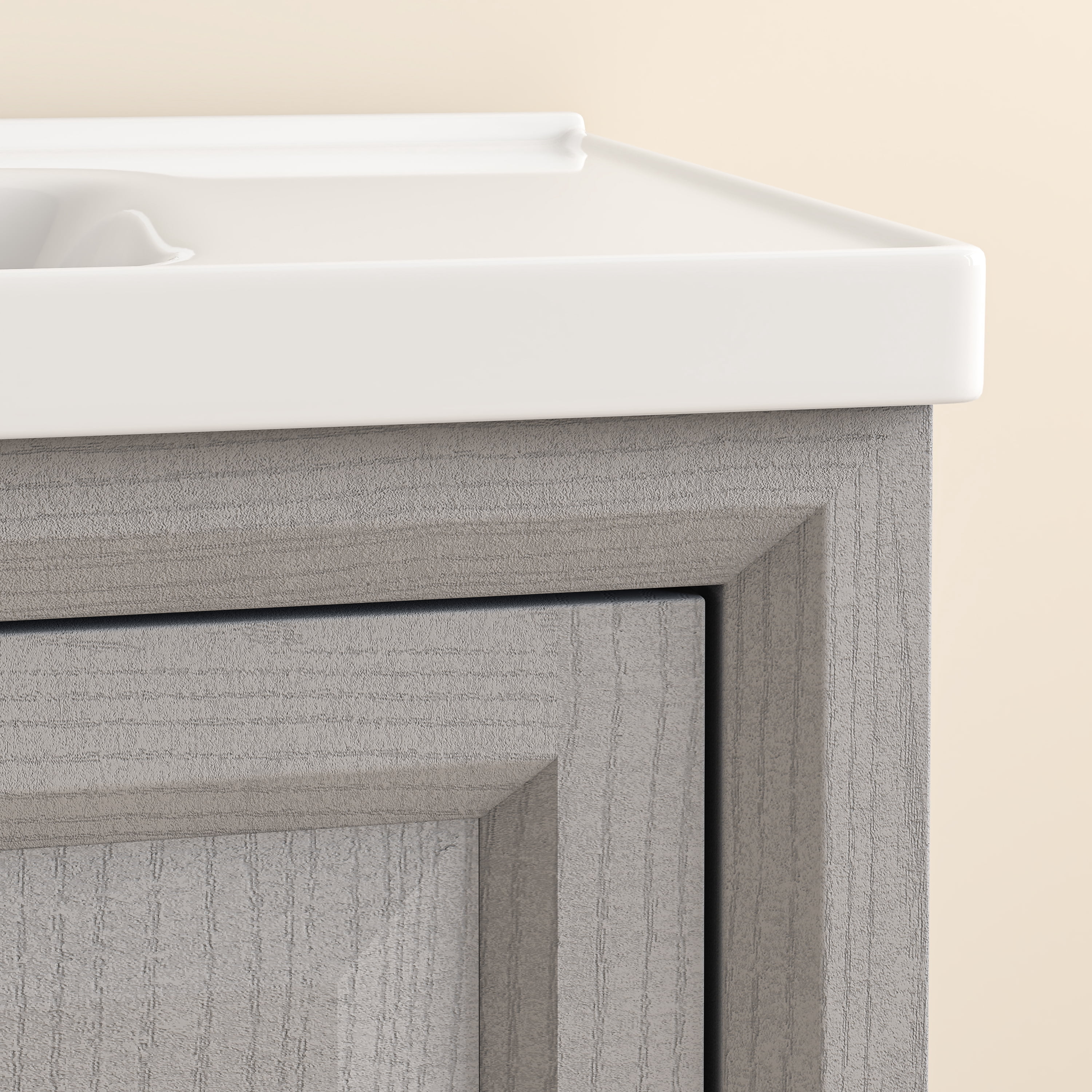 JoyRiver 36" Freestanding Bathroom Vanity with Ceramic Basin, Double-Door Storage & GRC Moisture-Resistant Material – No Faucet, Grey