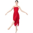 thumbnail image 5 of IBTOM CASTLE Women Lyrical Dance Dress Modern Contemporary Ballet Dancewear Spaghetti Strap Chiffon Flowy Dress XL Red, 5 of 8