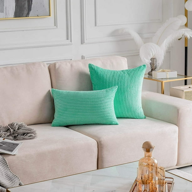 Throw Pillows for Couch 18x18 Pillow Covers Set of 2 Color Blue Supersoft Textured Velvet Accent Pillowcases for Girl Dorm Sofa 45 cm x 45 cm Aqua Blue Walmart