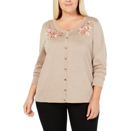 Women Sweater Plus Cardigan Floral Embroidered $54 3X