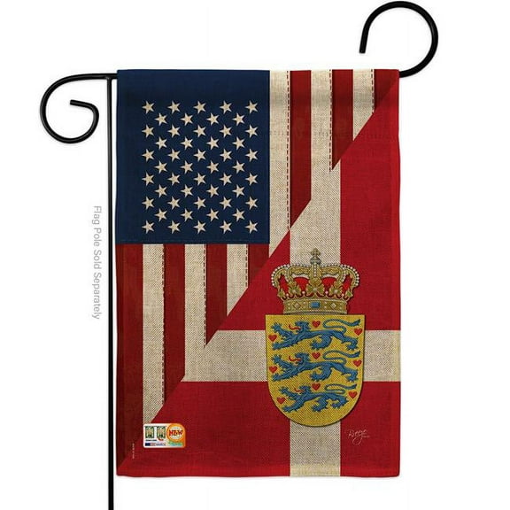 Breeze Decor BD-FS-G-108387-IP-DB-D-US16-BD 13 x 18.5 in. US Denmark Friendship Burlap Flags of the World Impressions Decorative Vertical Double Sided Garden Flag