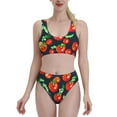 thumbnail image 2 of Picia Tomatoes Women's High Waisted Bikini Scoop Neck Swimsuit Two Pieces Bathing Suit-Large, 2 of 8