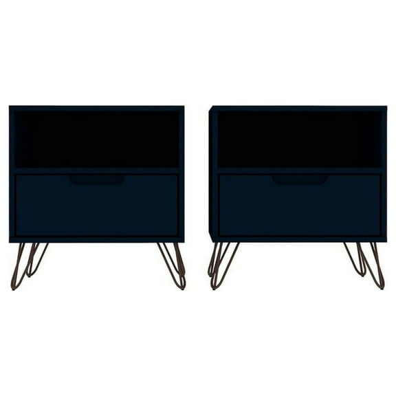 Rockefeller 1-Drawer Tatiana Midnight Blue Nightstand (Set of 2)