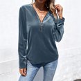 thumbnail image 2 of Rutainlusire Womens Trendy Casual Gold Velvet Half Zip Up Blouses Tops Women's Solid Color Elegant Metallic Velvet Long Sleeve Top, 2 of 6