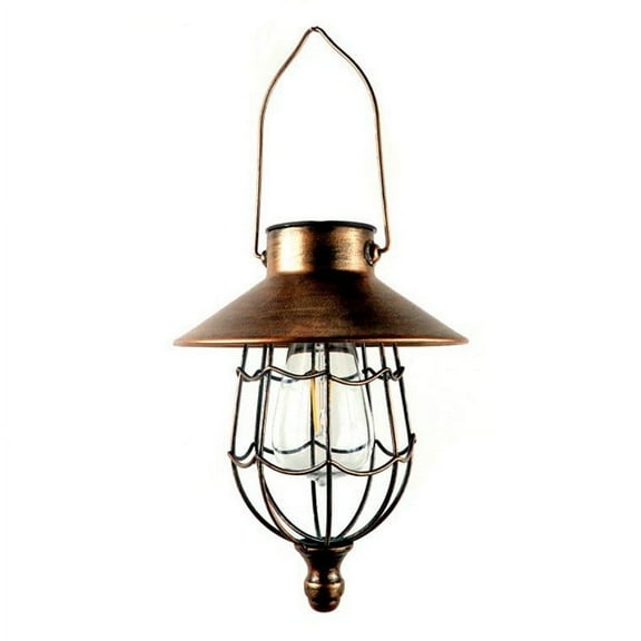 Blasgw Vintage-Style Solar Lanterns Hanging Metal Design for Warm White Garden, Patio, Yard, and Tree Lighting Bronze