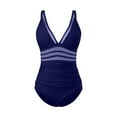 thumbnail image 4 of One Piece Swimsuit for Women Women's V Neck Solid Swimsuit Mesh Splicing Padded Cups for Supportive and Stylish Beachwear, 4 of 4