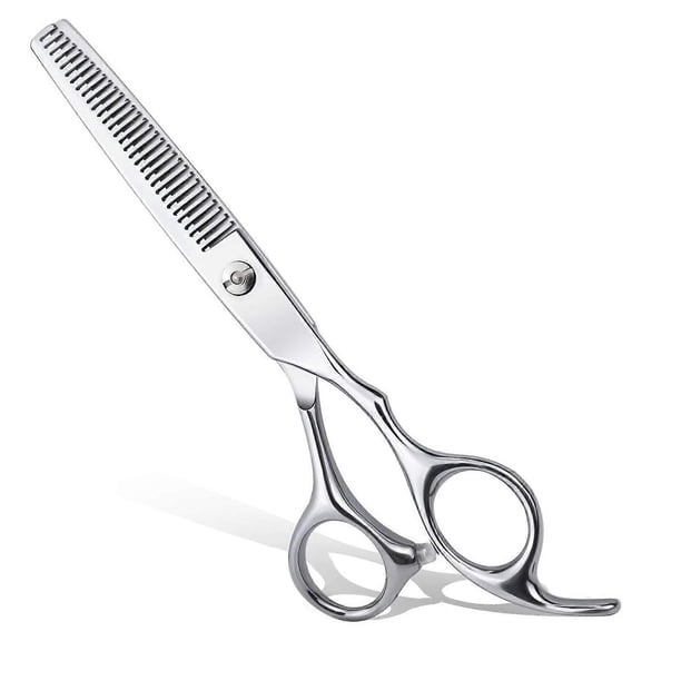 Tijeras de entresacar para el cabello, de acero inoxidable 440C con mango ergonómico para peluquería profesional y cuidado de mascotas.