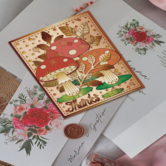 Mushroom Theme Carbon Steel Cutting Dies Stencils for DIY Scrapbooking Photo Album Decorative Embossing Paper Card 77x152x0.8mm