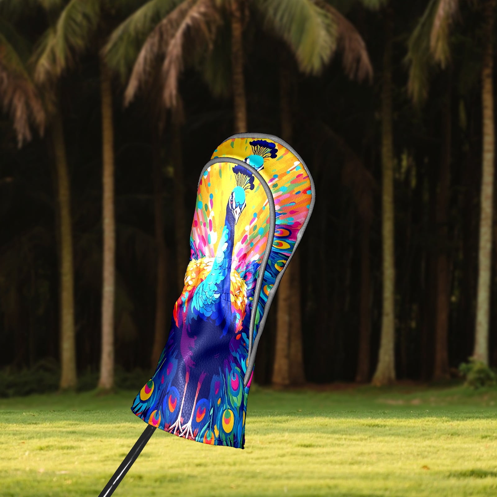 Golf Club Covers, Peacock Premium PU Leather Driver Hybrid Putter Head Covers with Velvet Lining, Waterproof Golf Gifts for Men Women
