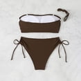 thumbnail image 5 of Mceream Women Solid Backless Bikini Bandage Two-Pieces Swimwear Swimsuit Beachwear Set Coffee S, 5 of 9