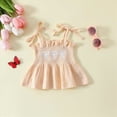 thumbnail image 4 of HCNTES Toddler Baby Girl Clothes Tie-Up Strap Ruffle Camisole Tops Linen Pants Set Little Girls Summer Outfits clothes for boys 2/3(18-24 Months,Beige), 4 of 9