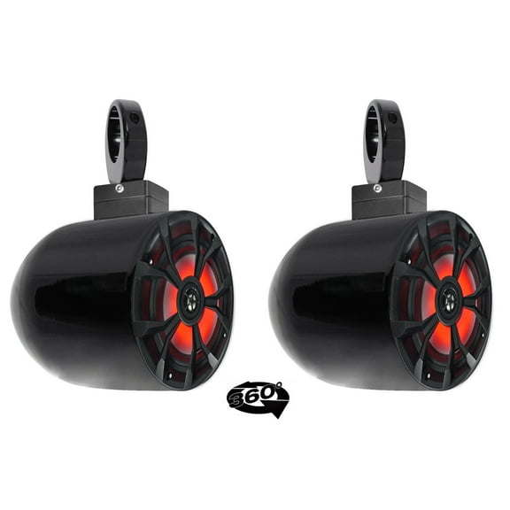 (2) Rockville 700w 6.5" LED 360° Swivel Black Aluminum Wakeboard Tower Speakers