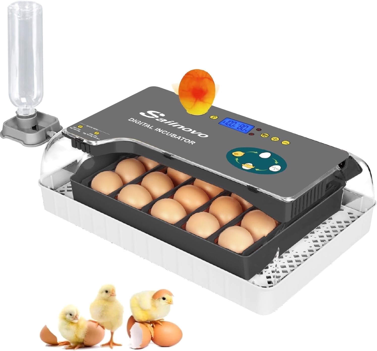 Adnoom Egg Incubator, 15 Eggs Automatic Incubator with Temperature Control and Automatic Egg Turning Function for Hatching Chickens, Ducks, Quails, and Birds, the Best Choice for Children's Gifts