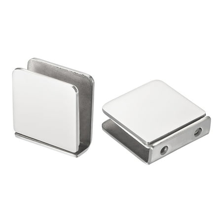 

Stainless Steel Square Glass Clamp 2 Pack Adjustable 8-12mm Thick Glass Clip Bright Silver