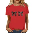 thumbnail image 2 of Women's T-Shirts Casual Round Neck Bow Print Stylish Tee Top for Everyday Wear, 2 of 3