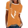 thumbnail image 1 of Pompotops Femmes Mode Décontractée Imprimé Col Rond Ample Manches Courtes T-shirt Haut Blouse Chandail Liquidation, 1 of 4