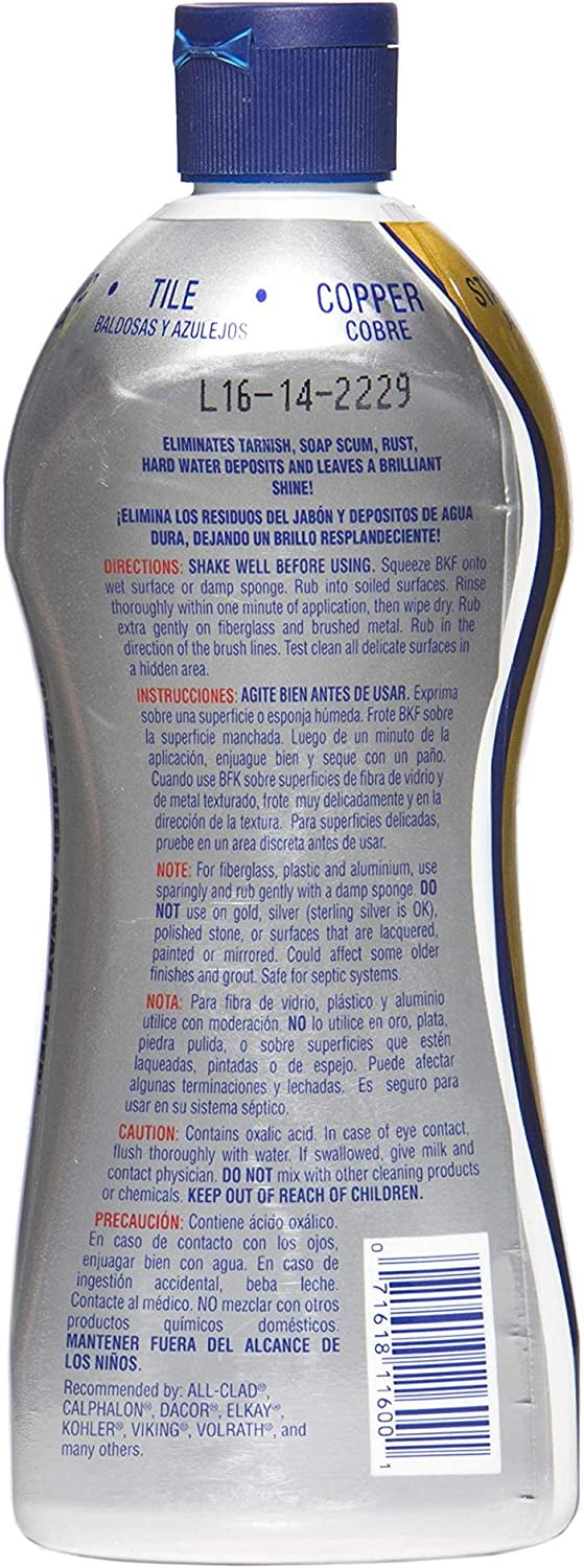 Bar Keepers Friend Soft Cleanser Liquid 13 oz Multipurpose Cleaner & Rust Stain Remover for Stainless Steel Sinks and Countertops, Porcelain and Ceramic Tile, Copper, Brass, and More (1)