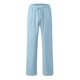 thumbnail image 3 of Pantalones de lino con cordón en la cintura para mujer: pantalones casuales de color liso, corte holgado y pierna recta, con bolsillos, 3 of 4
