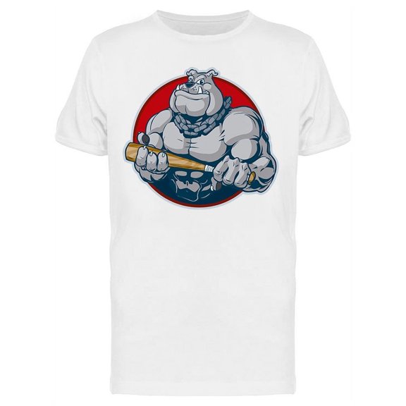 Cartoon. Muscular Bulldog T-Shirt Men -Image by Shutterstock, Male Small