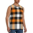 thumbnail image 2 of JUNZAN Orange Plaid Men's Sleeveless T Shirts,Sleeveless Muscle Shirts,Sizes S-3XL, 2 of 8